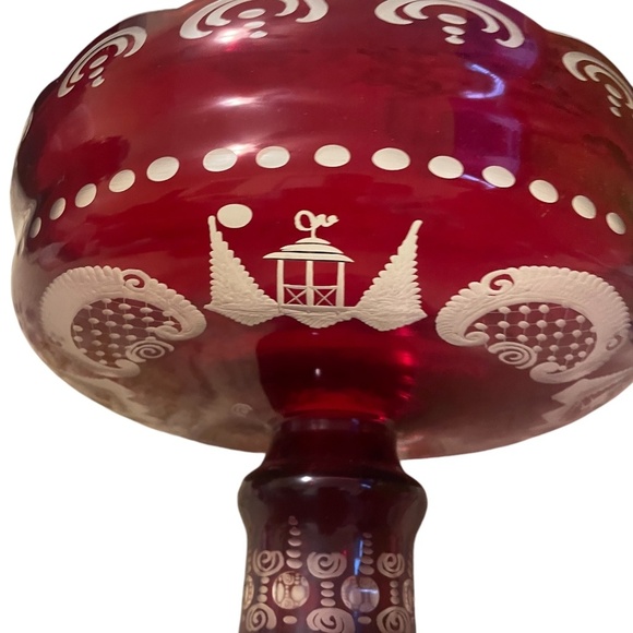 Vintage Egermann Cut To Clear Epergne Ruby Red Crystal Glass Pedestal - Picture 7 of 9